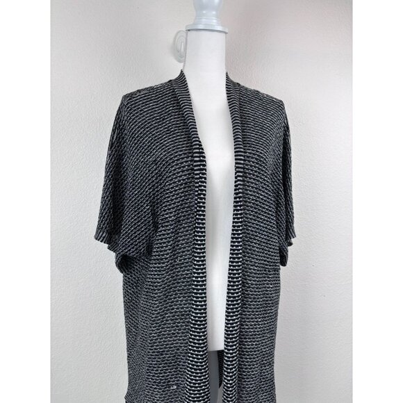 Eileen Fisher women's XL black white open front organic linen cardigan sweater - Picture 2 of 11